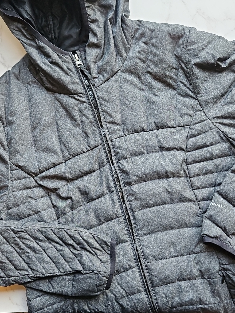 Eddie Bauer Heathered Gray Down Puffer Jacket L